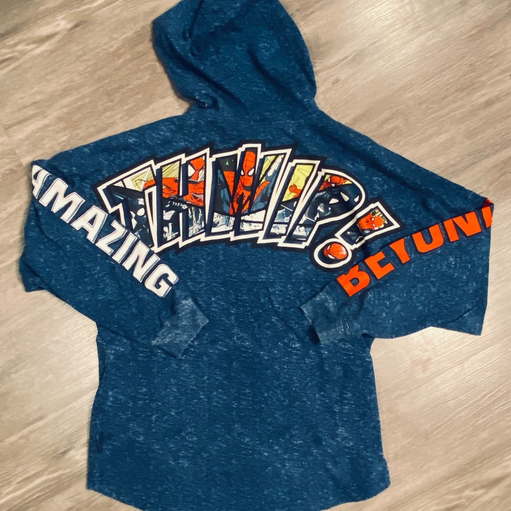 Marvel Spirit Jersey Spider-Man Blue Acid Wash Hoodie Amazing Beyond Small